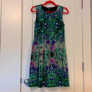 Floral Sleeveless Dress - Green and Purple